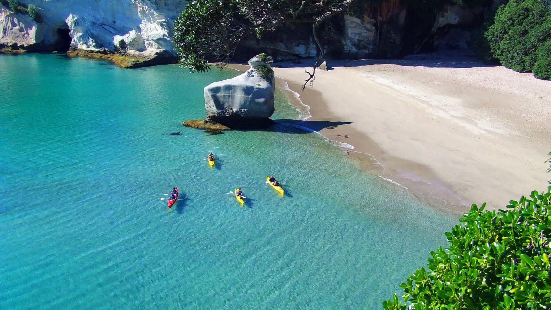 2 – cathedral-cove-kayak-tour-aerial-clear-water 2 - cathedral-cove-kayak-tour-aerial-clear-water